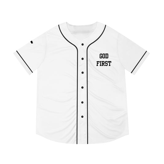 God 1st Men's Baseball Jersey (Black on White)