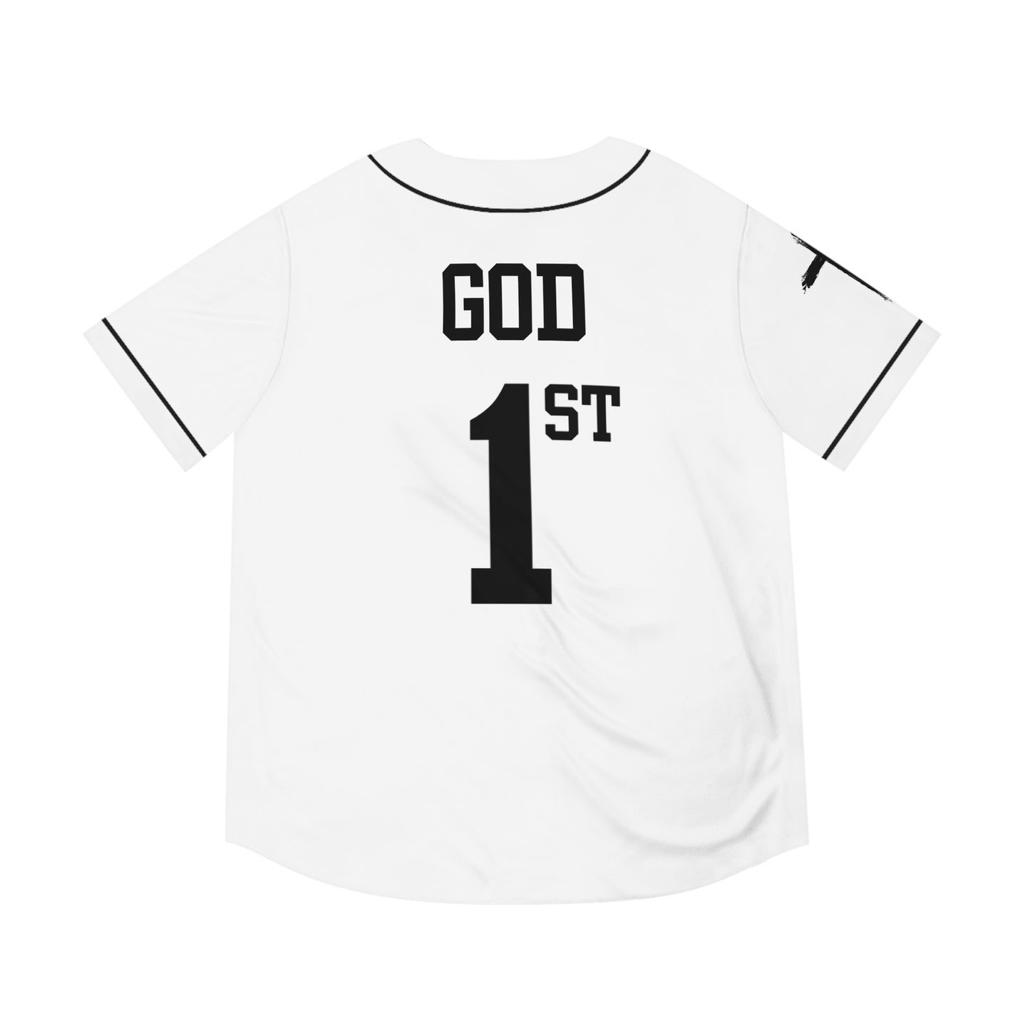 God 1st Men's Baseball Jersey (Black on White)