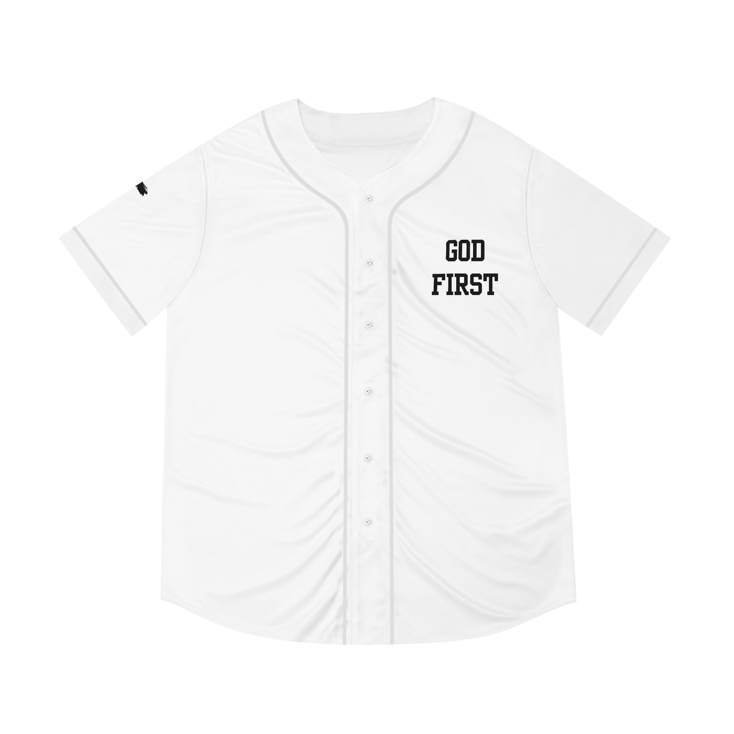 God 1st Men's Baseball Jersey (Black on White)