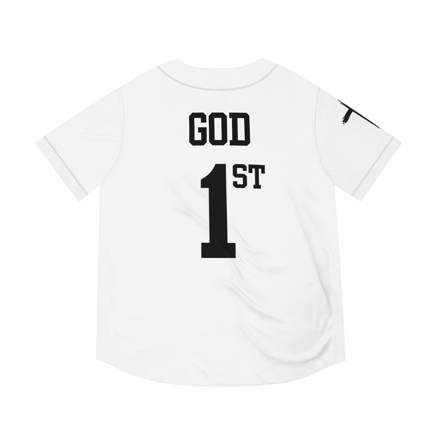 God 1st Men's Baseball Jersey (Black on White)